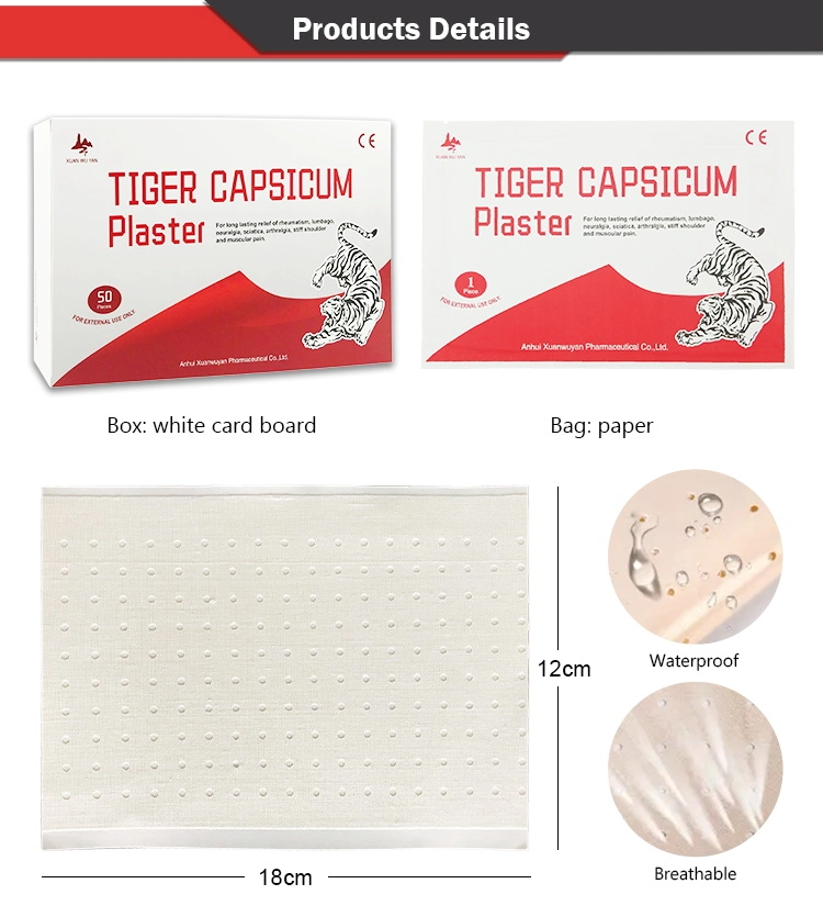 Travel Dispsable Medical Adhesive Ostealgia Pain Relief White Tiger Capsaicin Plaster